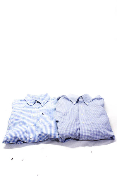 346 Brooks Brothers Men's Checkered Button Down Shirts Blue Size M Lot 2