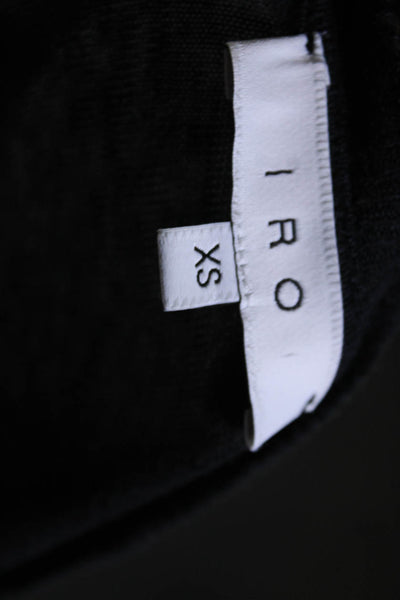 IRO Womens Linen Lace Up Short Sleeves Rachel Tee Shirt Black Size Extra Small