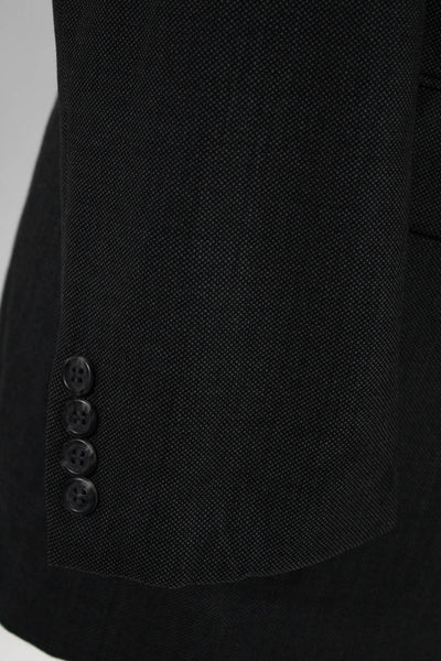 Gieves & Hawkes Mens Black Wool Printed Two Button Long Sleeve Blazer Size 41