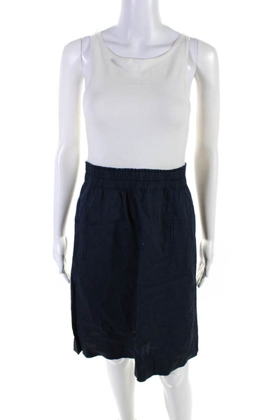 Theory Womens White Blue Linen Color Block Sleeveless Shift Dress Size 4