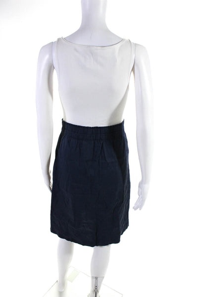 Theory Womens White Blue Linen Color Block Sleeveless Shift Dress Size 4