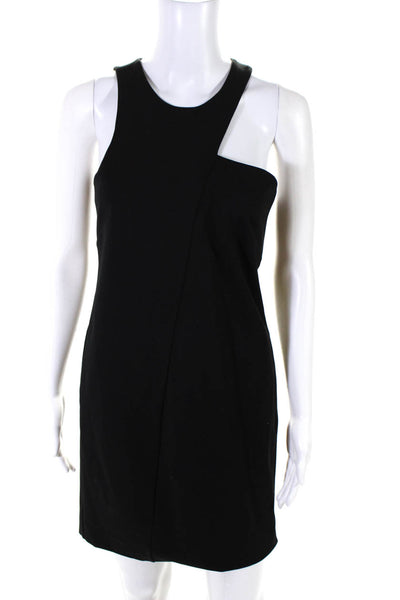 Halston Heritage Women's Sleeveless Asymmetric Neckline Mini Dress Black Size M