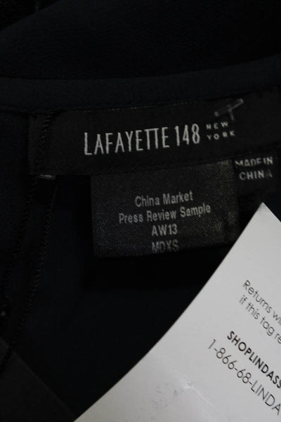 Lafayette 148 New York Women's Crewneck Sleeveless Zip Back Blouse Blue Size S