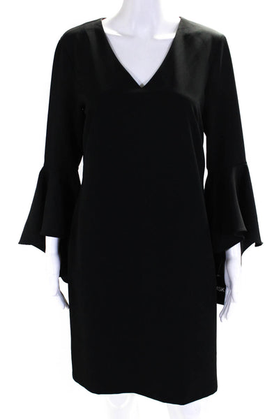 MSK Women's V-Neck 3/4 Sleeves A-Lined Mini Dress Black Size 8