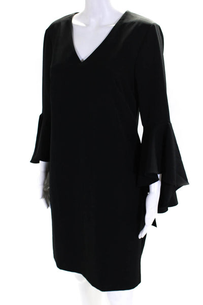 MSK Women's V-Neck 3/4 Sleeves A-Lined Mini Dress Black Size 8