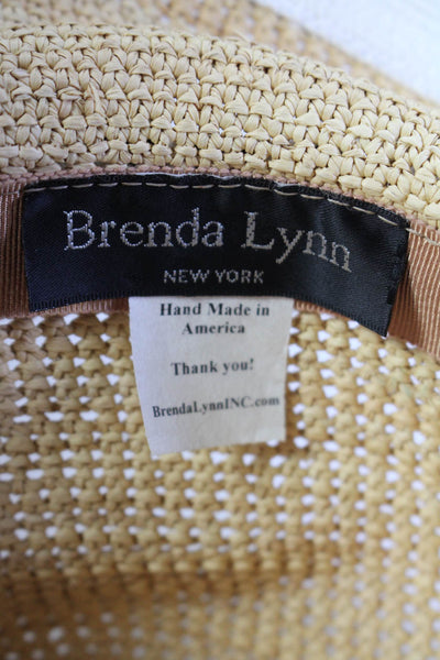 Brenda Lynn Womens Color Block Woven Straw Wide Brim Sun Hat Tan White One Size
