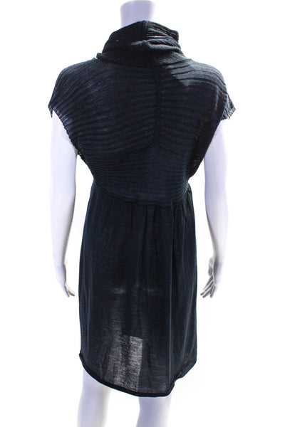 Hoss Intropia Women's Sheer Short Sleeve Midi Dress Blue Size M
