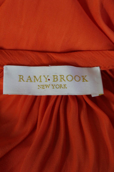 Ramy Brook Womens Crew Neck Lightweight Draped Tank Top Orange Size Medium