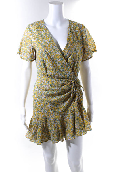 BB Dakota x Steve Madden Womens Short Sleeve Floral Dress Yellow Green Small