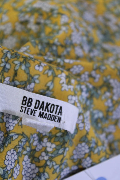 BB Dakota x Steve Madden Womens Short Sleeve Floral Dress Yellow Green Small