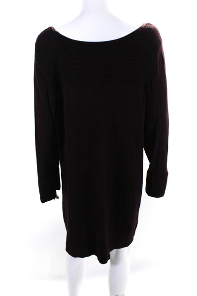 Alfani Womens Maroon Crew Neck Zip Long Sleeve Sweater Dress Size 2X