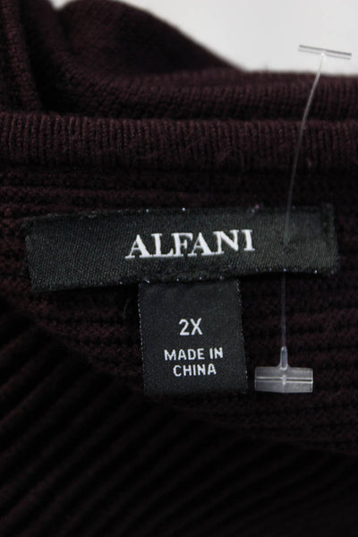 Alfani Womens Maroon Crew Neck Zip Long Sleeve Sweater Dress Size 2X