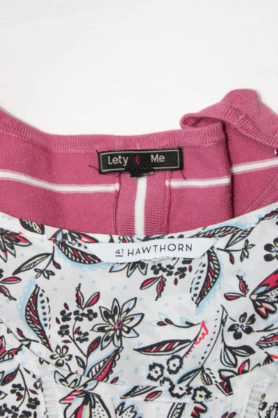 Lety & Me Hawthorn Womens Pink Striped Long Sleeve Sweater Top Size 2X Lot 2