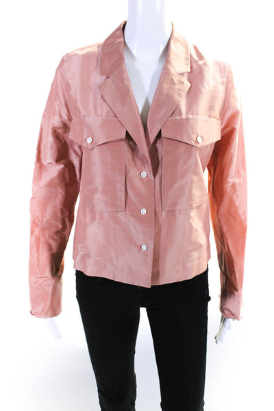J Crew Collection Womens Cotton Pocket Long Sleeve Button Down Shirt Pink Size 6