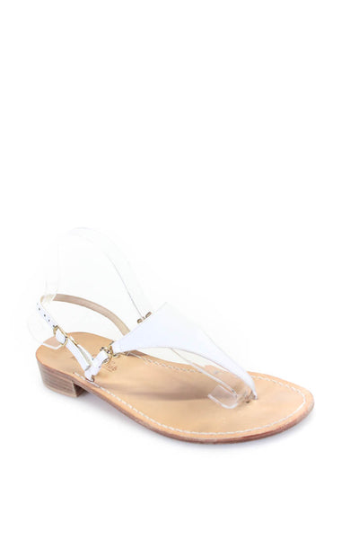 Safari Club Positano Womens White Leather T-Strap Sandals Shoes Size 10