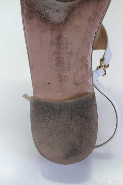 Safari Club Positano Womens White Leather T-Strap Sandals Shoes Size 10