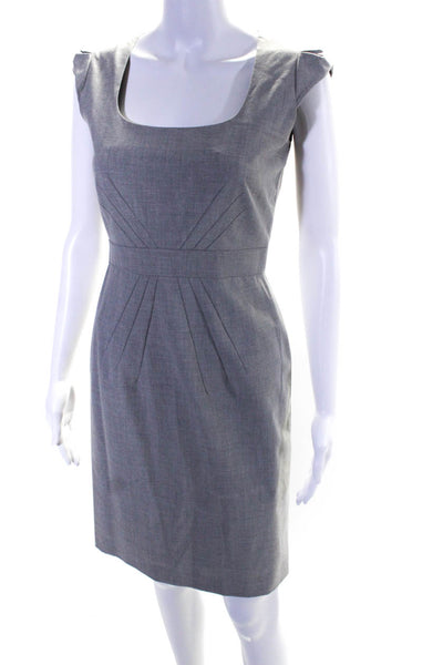 Gianni Bini Womens Solid Cap Sleeve Tea Sheath Petite Pleated Dress Gray Size 0