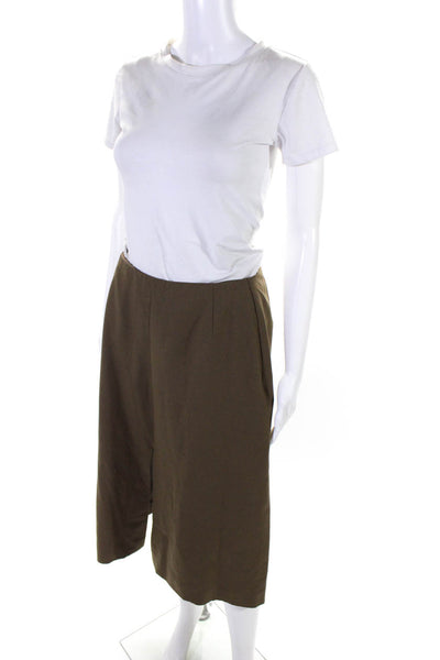 Jil Sander Womens Zip Back Solid Slit Flare Midi Dress Brown Size 40