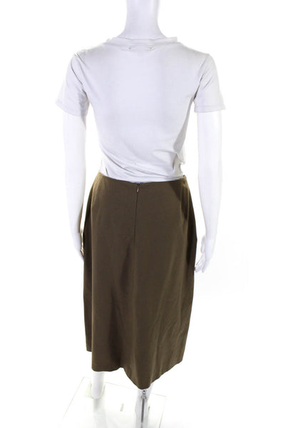Jil Sander Womens Zip Back Solid Slit Flare Midi Dress Brown Size 40