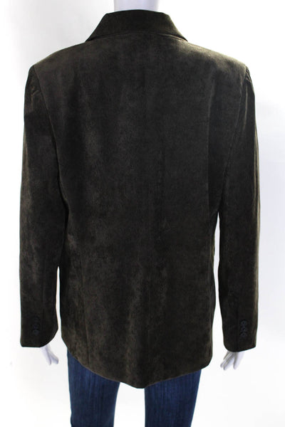 Hamptonite Womens Collared Solid Corduroy Long Sleeve Blazer Gray Size Large