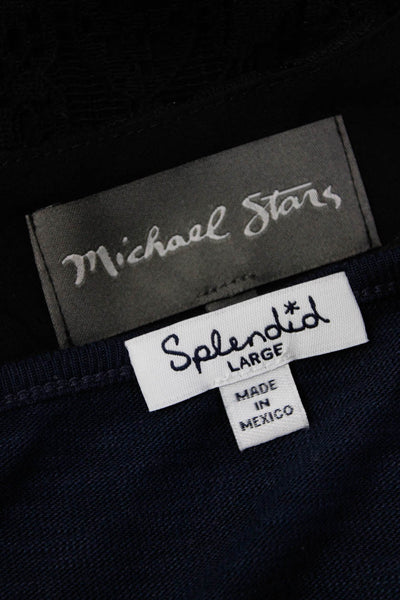 Splendid Michael Stars Womens Solid Lace Blouse Tops Blue Black Size M/L Lot 2