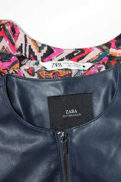 Zara Womens Vegan Leather Jacket Dress Blue Size XS Lot 2