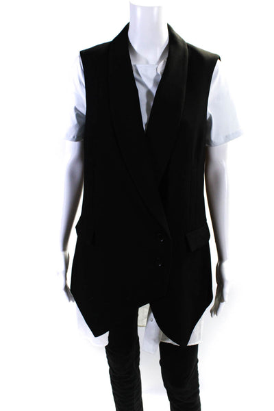 BCBGMAXAZRIA Womens Collared Button Up Layered Vest Top Black White Size 6