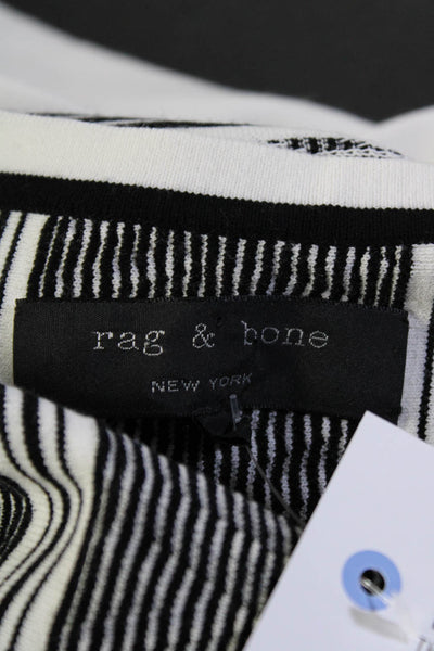 Rag & Bone Womens Textured Striped Knit Empire Waist Midi Dress White Size S