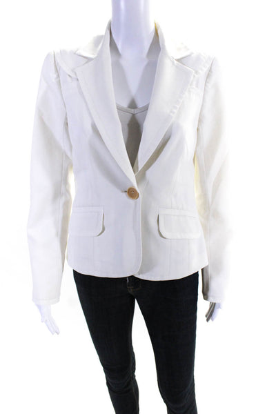 Trina Turk Women's Collared Long Sleeves Pocket Lined Blazer White Size 6