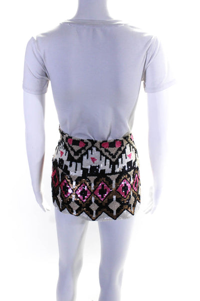Parker Women's Silk Sequin Lined Multicolored Mini Skirt Size XS