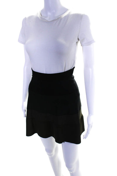 A.L.C Women's Flared Color Block Mini Skirt Green Black Size L