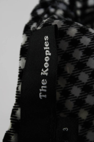 The Kooples Women's Checkered Short Sleeve Crewneck Top Black Size 3