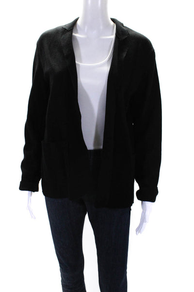 Majestic Filatures Womens Open Front Long Sleeve Collared Blazer Black Size 1