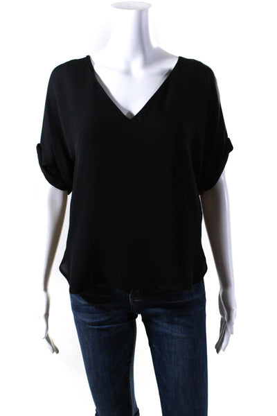 Polo Ralph Lauren Womens Short Sleeve V Neck Top Blouse Black Size Extra Small