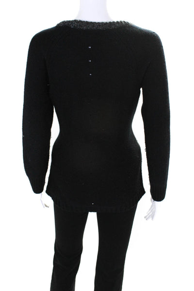 Rag & Bone Womens Sequin Crew Neck Raglan Sweater Black Gray Size Extra Small