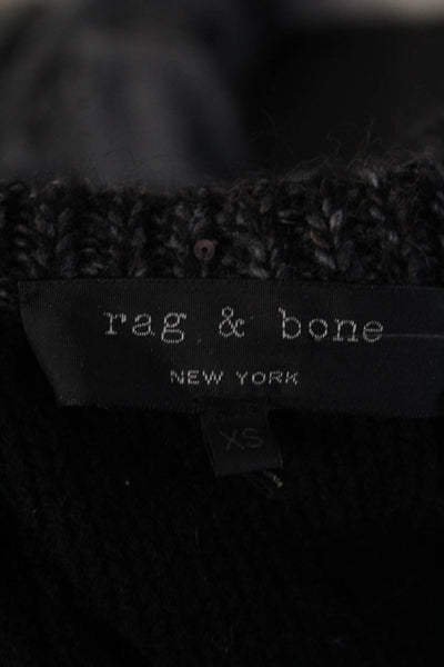 Rag & Bone Womens Sequin Crew Neck Raglan Sweater Black Gray Size Extra Small