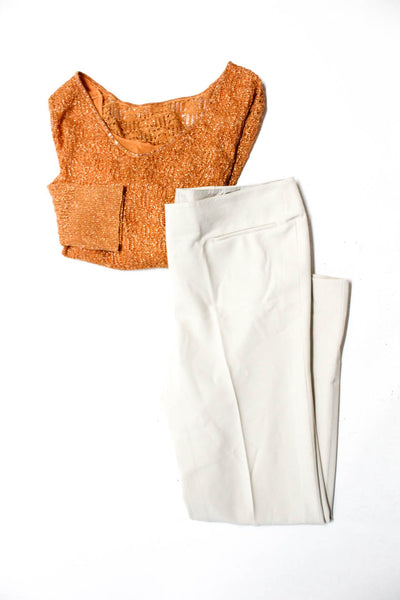 Sigrid Olsen Womens Pants Orange Open Knit Lined Blouse Top Size XL 10 Lot 2