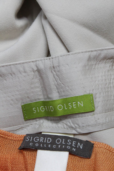 Sigrid Olsen Womens Pants Orange Open Knit Lined Blouse Top Size XL 10 Lot 2