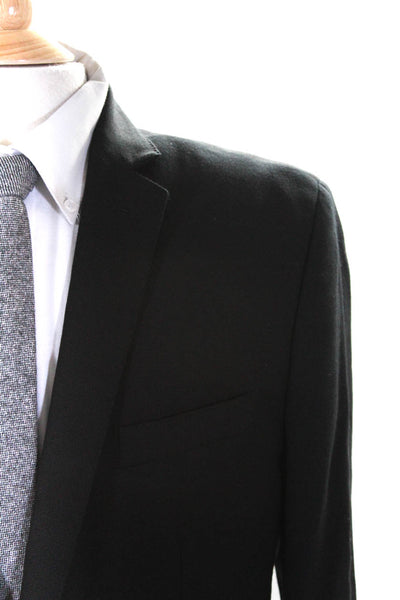 Ben Sherman Mens Wool Notched Collar Two Button Blazer Jacket Black Size 42L