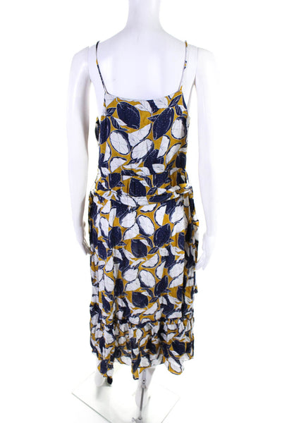 Whistles Womens V Neck Sleeveless Abstract Flare Maxi Dress Yellow Size 8
