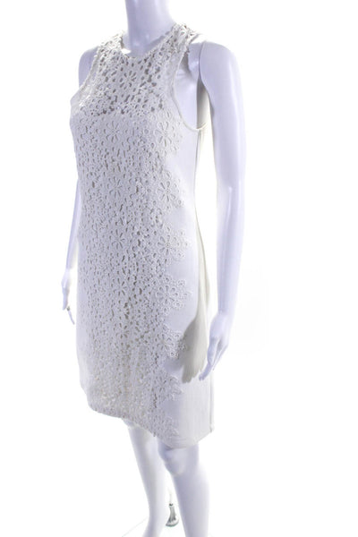 Sea New York Womens Crochet Detail Sleeveless Dress White Cotton Size 4