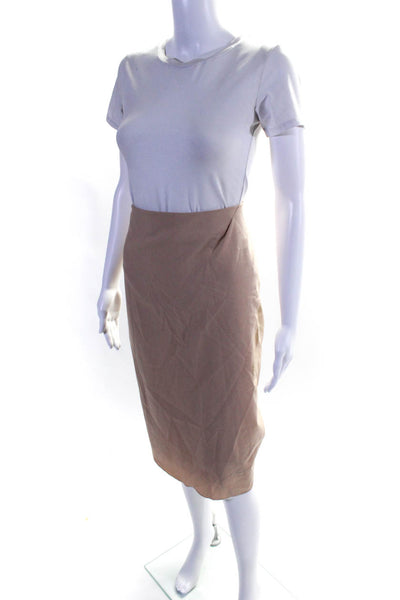 Rachel Roy Womens Wool High Rise Midi Pencil Skirt Brown Size 2