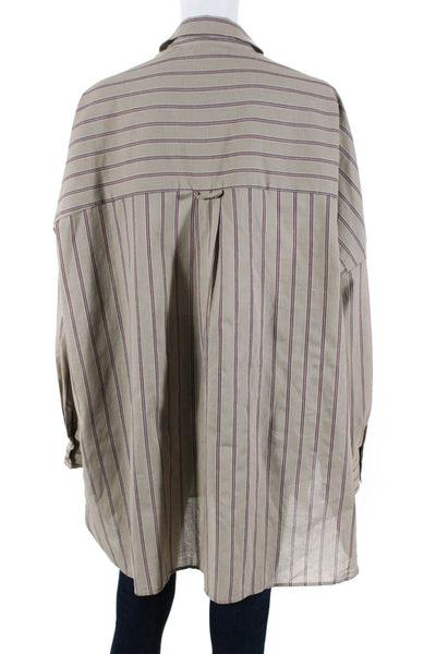 Pilcro and the Letterpress Anthropologie Womens Striped Shirt Beige Size Large