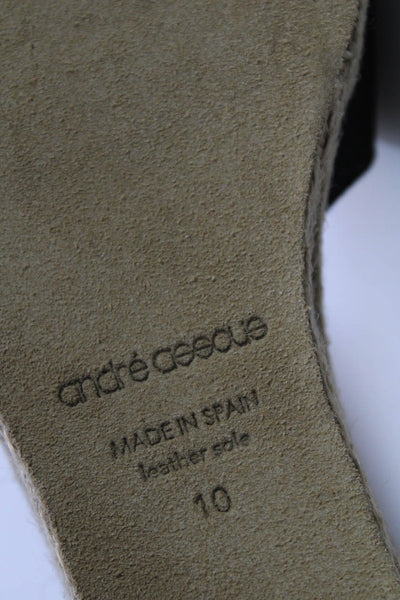 Andre Assous Womens Cross Strap Espdrille Wedge Sandals Black Size 10