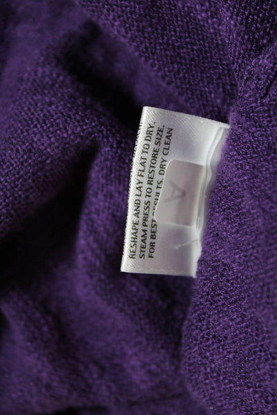 Eileen Fisher Petites Womens Ribbed Open Front Drape Hem Cardigan Purple Size PM