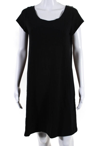 Eileen Fisher Petites Womens Short Sleeve A-Line T-Shirt Dress Black Size PM