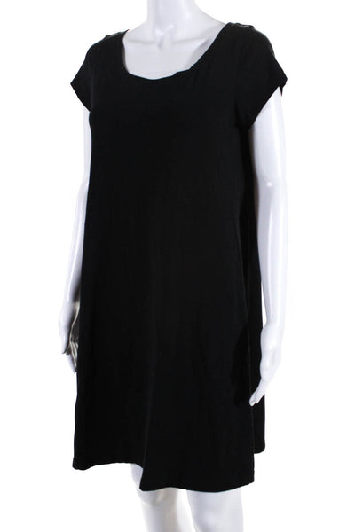 Eileen Fisher Petites Womens Short Sleeve A-Line T-Shirt Dress Black Size PM