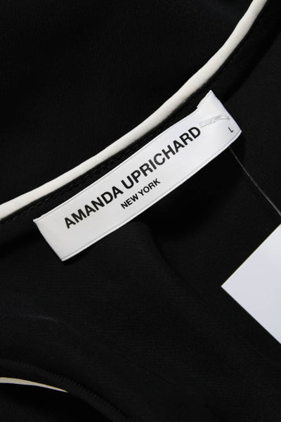 Amanda Uprichard Womens Black White Trim Scoop Neck Sleeveless Blouse Top Size M