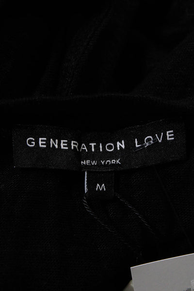 Generation Love Women's Cold Shoulder Crewneck Blouse Linen Black Size M