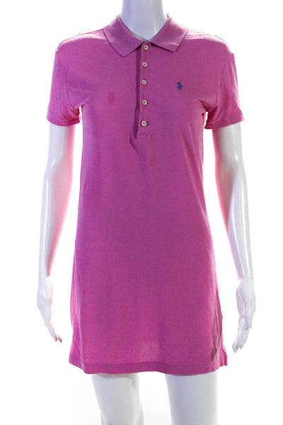 Ralph Lauren Blue Label Women's Cotton Short Sleeve Polo Shirt Dress Pink Size S